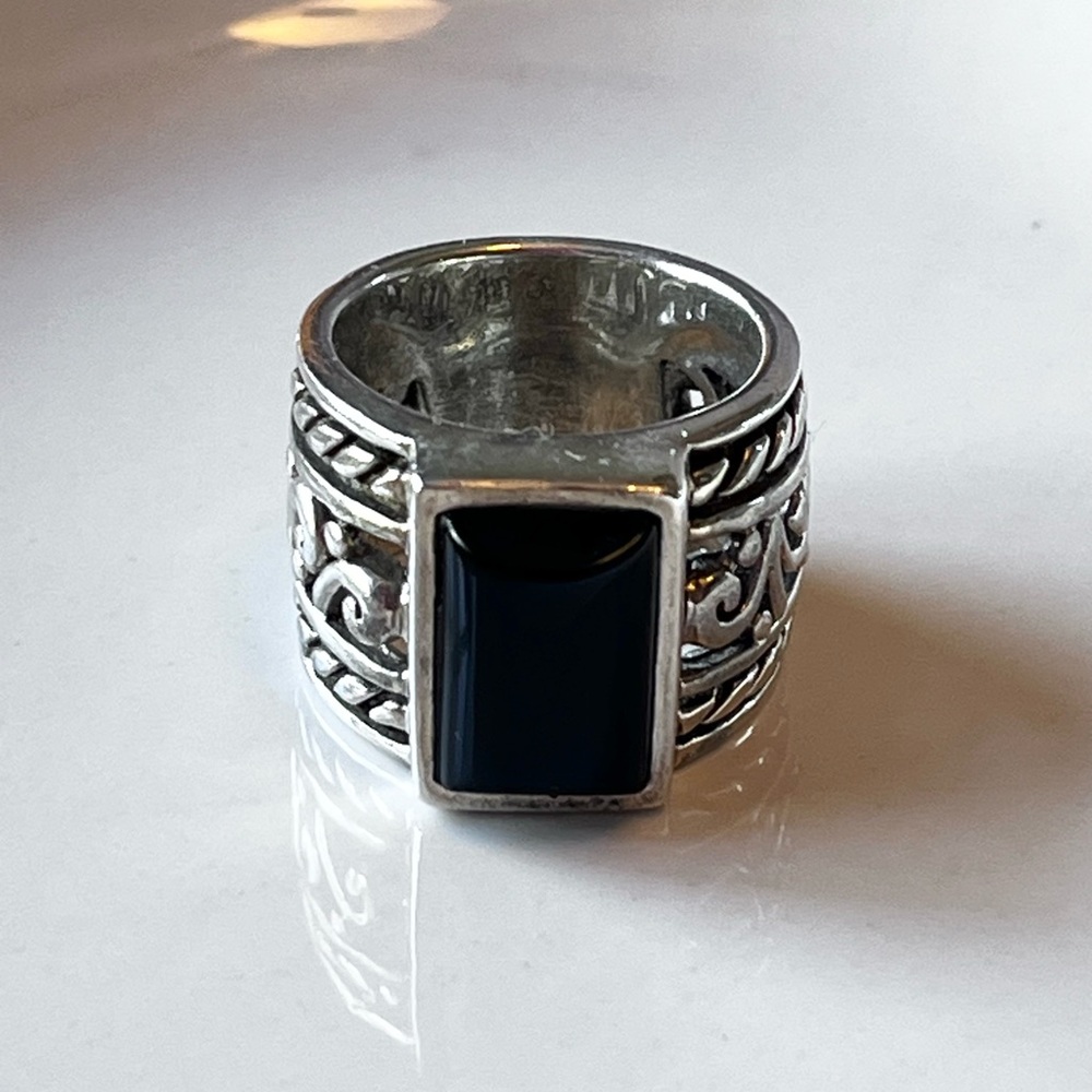 Preloved Silpada Sterling Silver 925 Onyx Ring Size 7